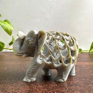 Carved Soapstone Elephant Figurine